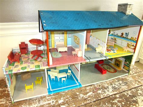 marx metal doll houses|vintage dollhouse furniture 1950s.